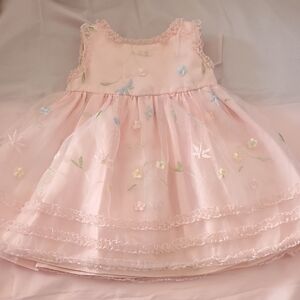 Pink Floral Embroidered Dress